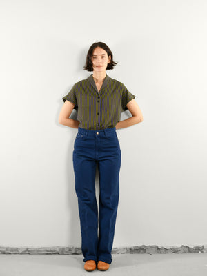KATE / OLIVE-BLUE STRIPED